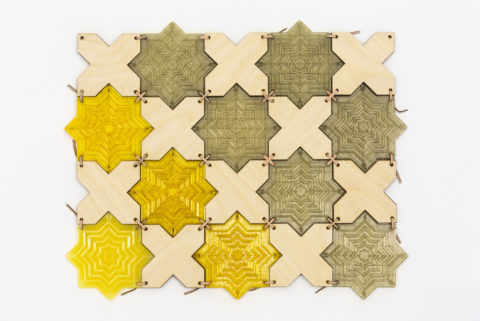 “Bath Mat”, prototype designed by Esraa Fathy, during the workshop organized in Cairo (Egypt), using micro-algae based biofilament and egyptian palm tree wood. September 2018., © Joana Luz