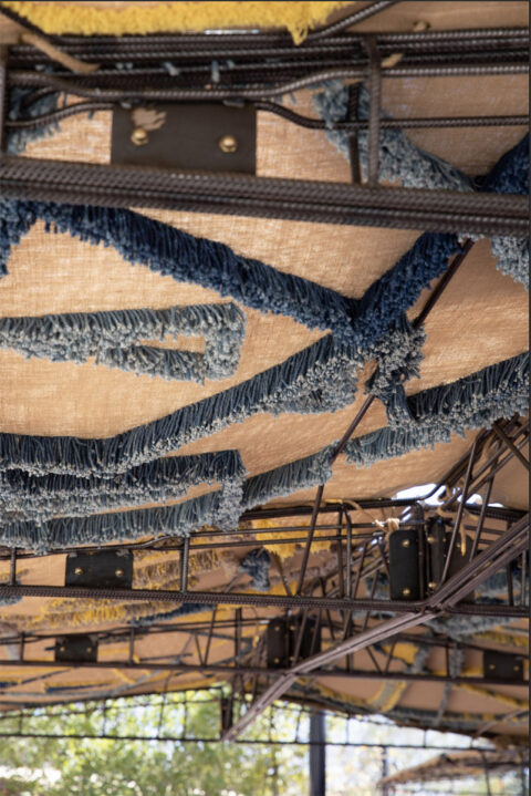 Shading system for the Refectoire, tufted in local wool dyed with indigo and reseda., © Adrian Deweerdt